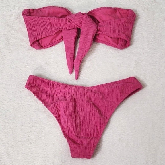 New!Montce Tori Bandeau Bikini Top Hibiscus Scrunch Set. - Picture 6 of 13